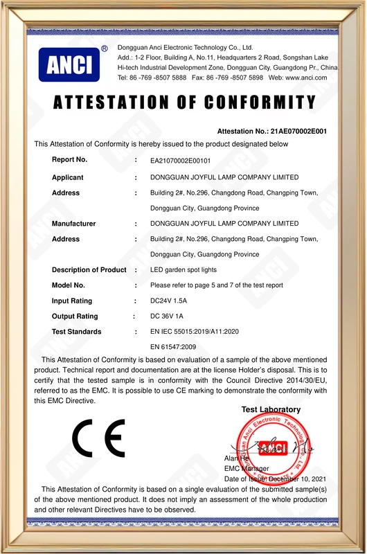 21AE070002E001 EMC  Cert.