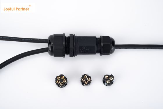 IP68 Quick Connector Waterproof 1 In 2 Out Black Color  For Underground Cable Junction Box