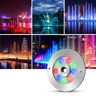 Joyful Partner Stainless Steel IP68 Waterproof DC24V 18W RGB DMX Underwater LED Fountain Light