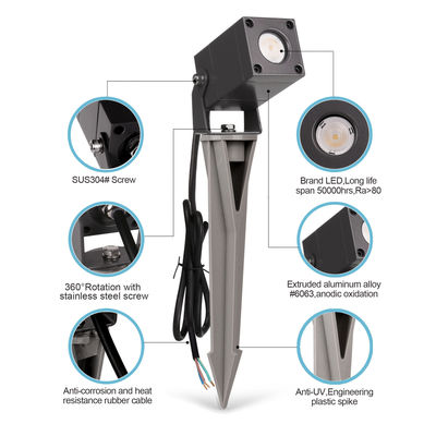 LED Garden Spot Light Waterproof IP65 Aluminum Material CREE LED DC24V With 0.5M Cable