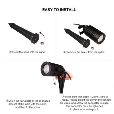 LED Outdoor Spotlights IP65 14W COB LED DIA63MM 2700K Warm White With Spike Stand