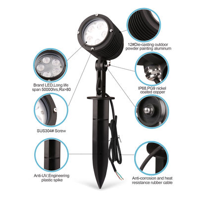 LED Garden Spot Light 2700k 6500k IP65 Outdoor Adjustable Beam Angle 3MM Tempered Glass Cover