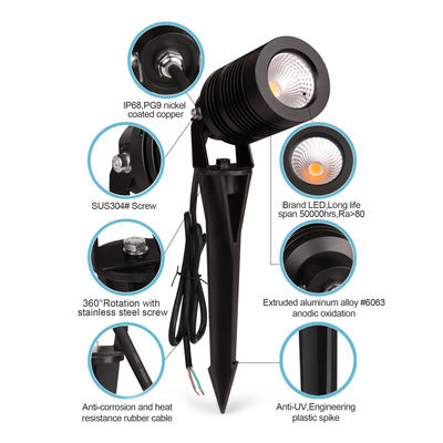 Outdoor Garden Spotlights Adjustable Beam Angle 10W 3000K LED DIA63MM For Pathway