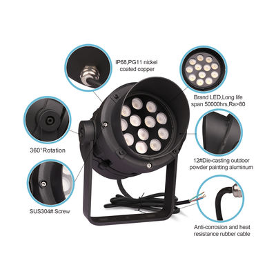 Round Outdoor RGB LED Spotlights 12W IP65 With Anti-glare Hood High CRI Support DMX512