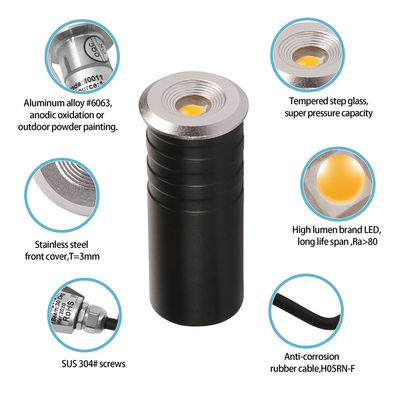 LED Staircase Step Light Mini IP67 1W CREE XPE LED Single Color 316# Stainless Steel With Aluminum Back Box