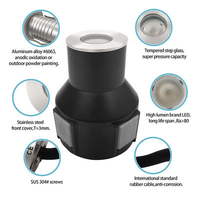 3W IP67 Garden Stair Lights RGB3in1 Aluminum Housing Stainless Steel Front Cover With Two Years Warranty