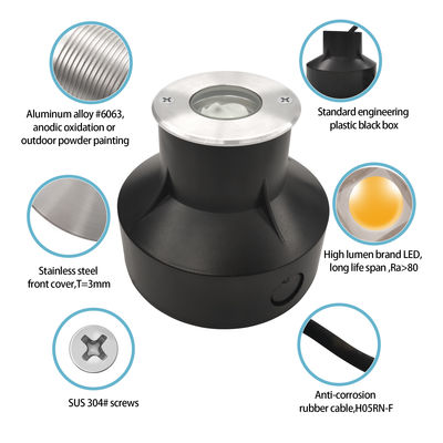 In Ground Recessed Lighting 1W 2W 3000k Warm White IP67 Good Heat Dissipation Aluminum Body