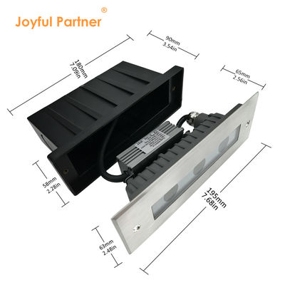 LED in-Ground Light DC24V 3W 6W 3000K #316 SS IP67 Linear Length 195MM +Tempered Glass