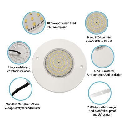 Underwater LED Pool Light PAR56 AC12V Ultra Thin H=7.5mm 10W 18W 25W 35W RF Remote Control