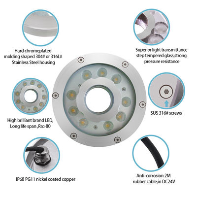 18W RGB LED Fountain Pool Light DMX Control Waterproof IP68 Underwater Light
