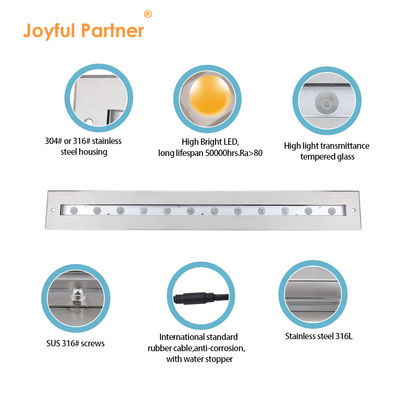 SS316L Underwater Linear Light 3000K 4000K 6000K IP68 LED Wall Washer Lamp