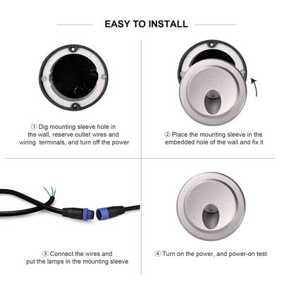 Outdoor Recessed Wall Light IP65 Waterproof Casting Aluminum Housing LED 3000K For Stairs