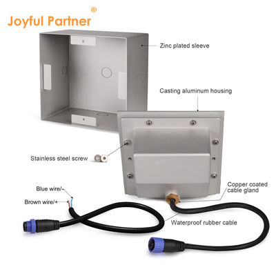 LED Recessed Wall Light IP65 Waterproof Square 12V 220V Voltage Customized Design For  Staircase