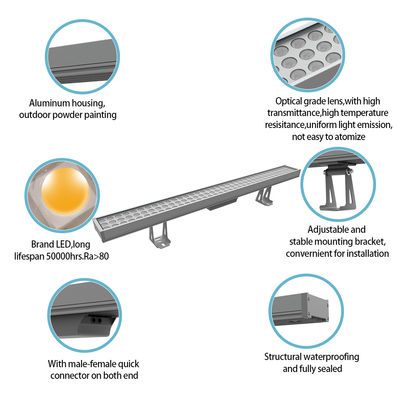 Facade Wall Washer Light Rectangle Length 1000MM DC24V IP65 Aluminum Housing
