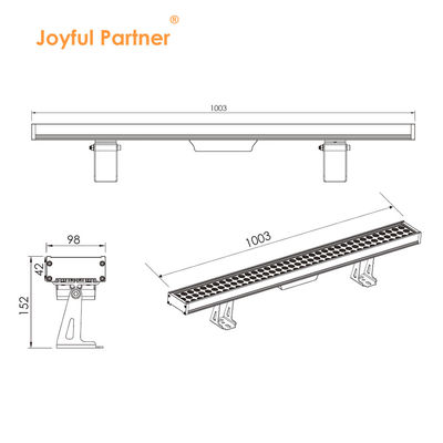 Commercial Rectangle LED Linear Downlight 108W 1000MM Facade Wall Washer Light