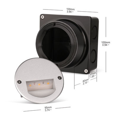 Aluminum Outdoor LED Step Light IP65 Round Cover Square Sleeve Wall Stairway