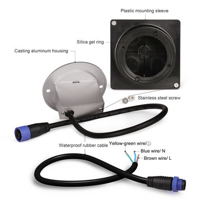 Aluminum Outdoor LED Step Light IP65 Round Cover Square Sleeve Wall Stairway