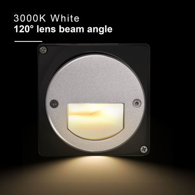 Aluminum Outdoor LED Step Light IP65 Round Cover Square Sleeve Wall Stairway