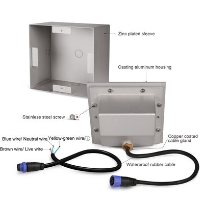 LED Wall Corner Light AC100~240V Recessed IP65 120*120mm For Corridor