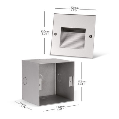 IP65 DC12V DC24V LED Recessed Wall Light Square Aluminum Osram SMD2835 Size 120*120MM