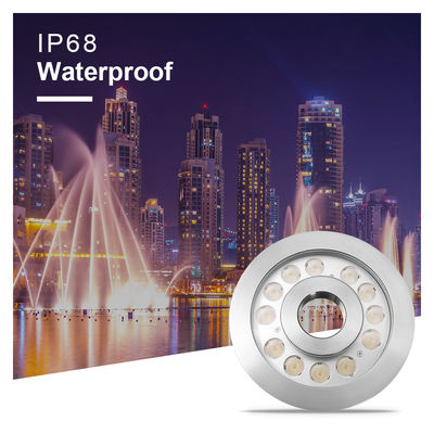 High Power LED Fountain Light IP68 Stainless Steel RGBW 24V Full Color Change With Center Hole