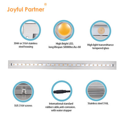 Linear Bar Light IP68 Outdoor Waterproof Stainless Steel DMX512 RGB+3000k Underwater Light