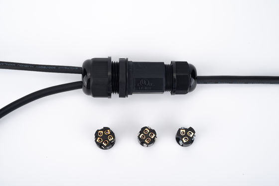 1 In 2 Out Black IP68 Quick Connector Waterproof Underground Cable Junction Box