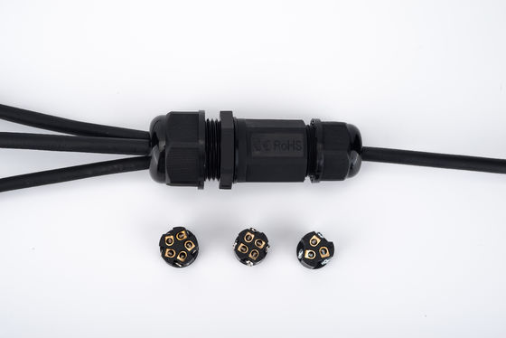 1 In 2 Out Black IP68 Quick Connector Waterproof Underground Cable Junction Box
