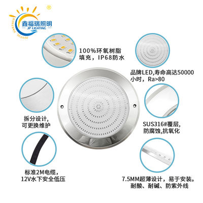 Waterproof Swimming Pool Light 6W 10W 18W 25W Stainless Steel Material Used in Underwater