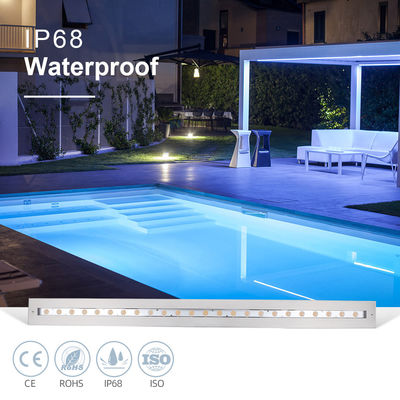 Fountain Linear Pool RGB 3in1 316 Stainless Steel 24*2W IP68 Colorful Waterproof DC24V