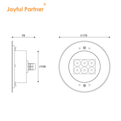 Swimming Pools Underwater Lights 6W12W LED Single Color DC24V DIA170MM ABS Black Back Box