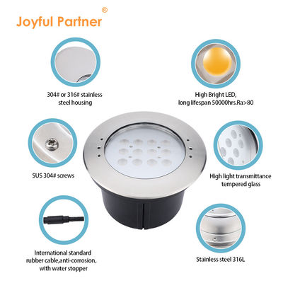 Factory Direct IP68 Waterproof Stainless Steel 316L Submersible Pool Lights Recessed 12W LED Inground Uplight