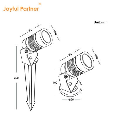 LED Garden Spotlight With Spike Or Aluminum Mounting Base 1*3W LED 2700K 2Year Warranty