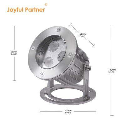LED Under Water Lights IP68 Stainless Steel 316 3x2W For Pond With Mounting Base