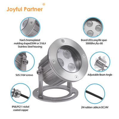 Led Underwater Lights 3W DC12V 24V RGB Stainless Steel 316SS Waterproof  With 2 Years Warranty
