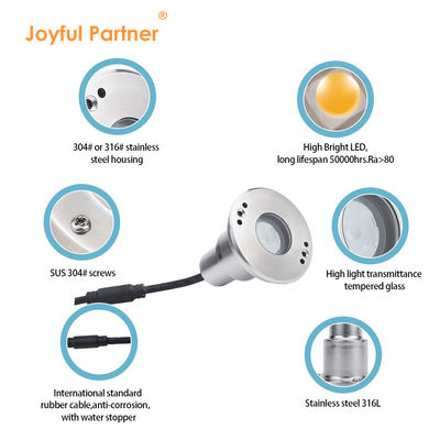 LED Mini 1W 12V DC 8° Narrow Beam Angle IP68 Waterproof Recessed Marker Indicator Outdoor Landscape Lighting