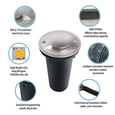 LED Stainless Steel Underground Light Two Ways LED Waterproof And Dustproof IK10