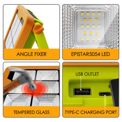 IP65 Waterproof LED Solar Work Light 5054 Epistar LED 1000LM With 7500mAh Battary Rechargeable
