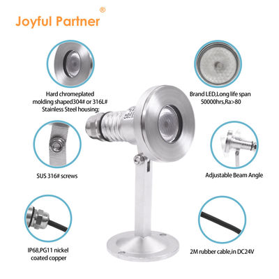 LED Underwater Spot Light Waterproof IK07 1*2W LED DC24V DMX RGBW 6W For Fountain