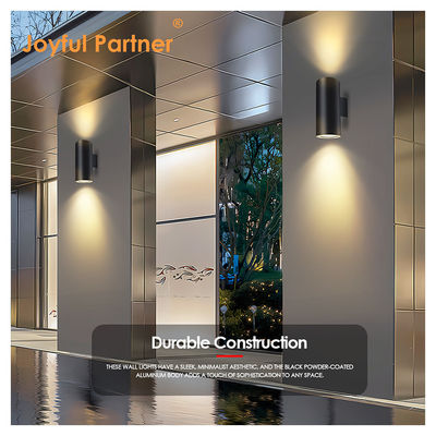 Sconce Outdoor Wall Light IP65 Modern Matte Black Aluminum Cylinder Garden Porch Up Down Light