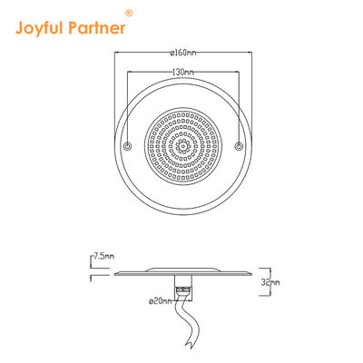 Pool Submersible LED Lights IP68 Fully Sealed Waterproof Single Color DIA160*H7.5mm With CE Certification