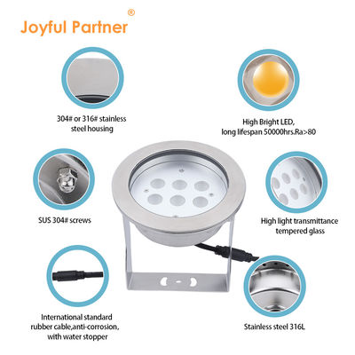 IP68 Waterproof Underwater Spotlight 316L Stainless Steel DMX512 Rgb / RGBW 4in1 LED DC12V/24V 