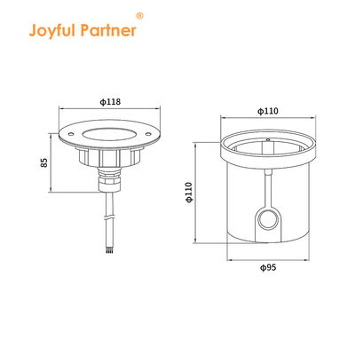 DIA 118mm IP68 304 Stainless Steel Warm White Underwater LED Light 3W DC24v With Plastic Mounting Sleeve