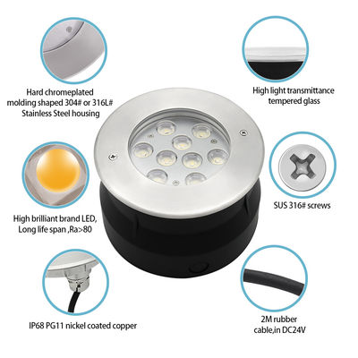 12V 24V LED Underwater Light 9W 18W RGB Full Color Stainless Steel IP68 Lights For Pool