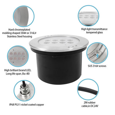 Led Pool Lights Under Water RGBW IP68 SS316 DIA200mm Waterproof CE Rohs IP68 Multi Color DC24V