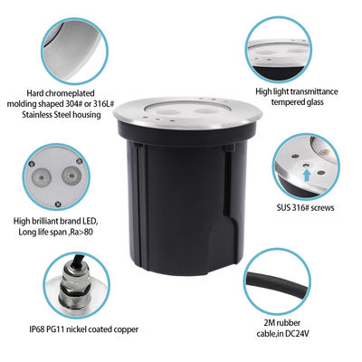  IP68 RGBW 4in1 Waterproof Fountain Led Light Stainless Steel 316 DC 24V With Asymmetrical Lens