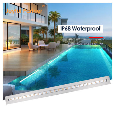 IP68 Underwater Linear Light Stainless Steel 316 24W LED DALI Dimmable With Plastic Mounting Sleeve