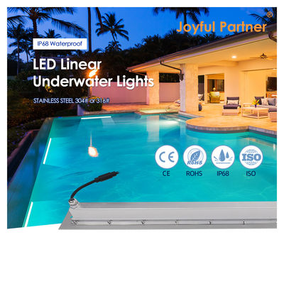 IP68 Underwater Linear Light Stainless Steel 316 24W LED DALI Dimmable With Plastic Mounting Sleeve