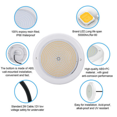 Swimming Pool Inground Light Wall Mounted RGB Control LED SMD2835 252pcs ABS Material