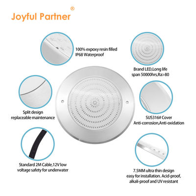 Underwater Led Swimming Pool Lights 316 Stainless Steel 18W 25W SMD2835 Ultra Thin Resin Filled RGB Color